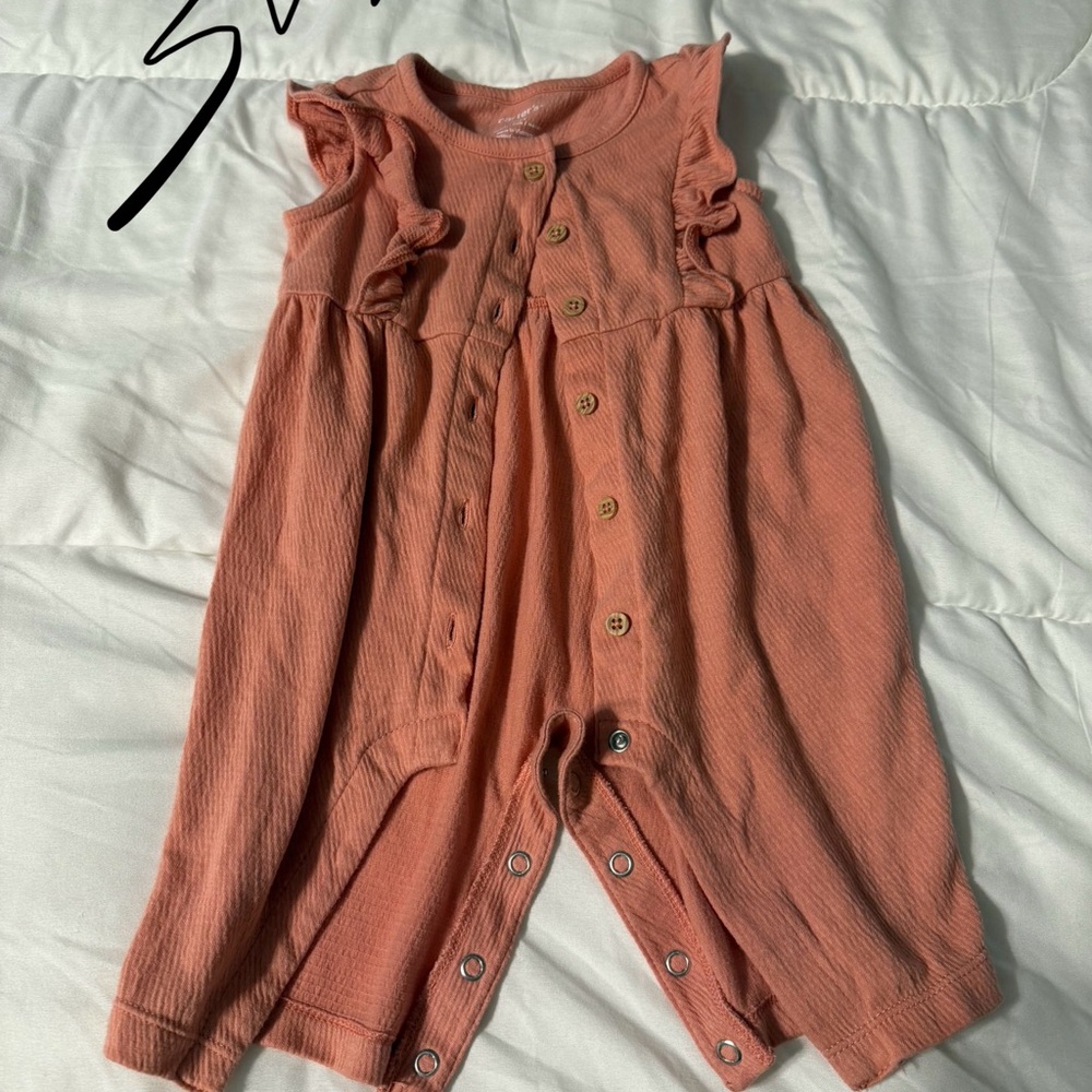 Peach Ruffled Kids Romper